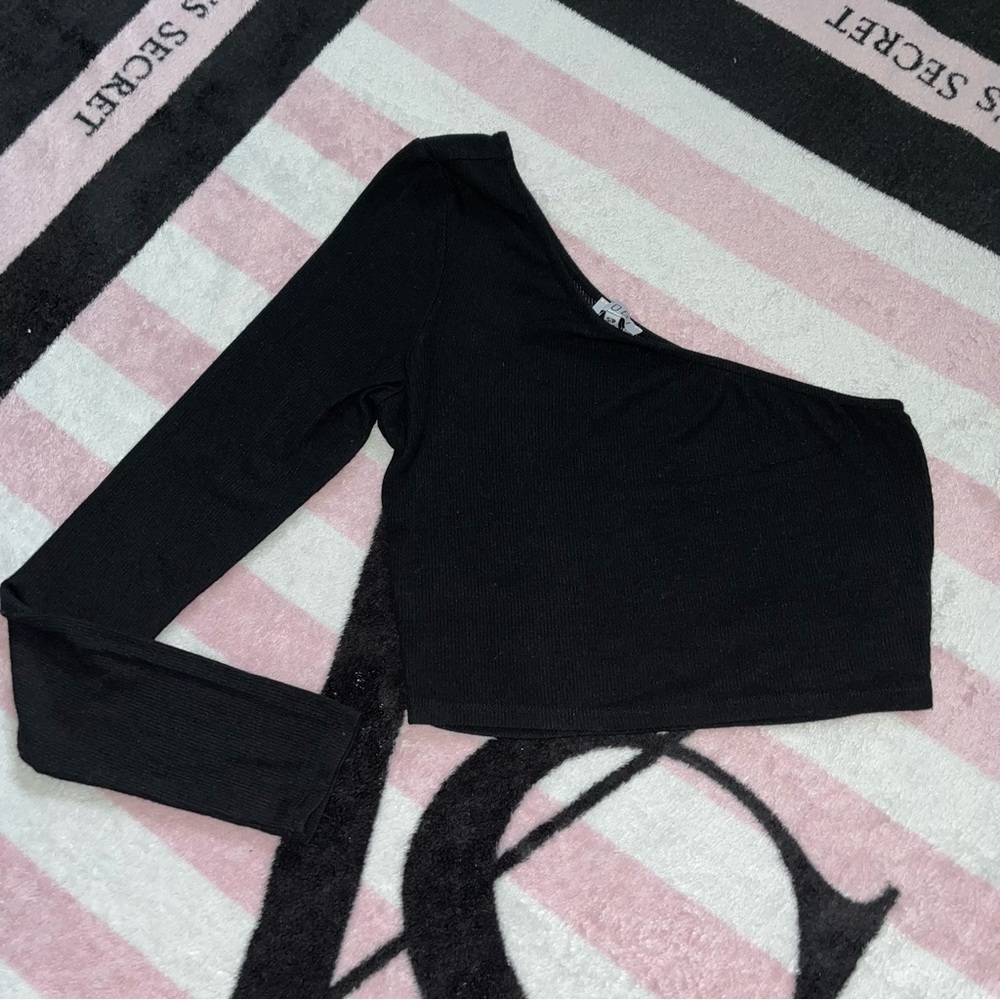 One Shoulder Black Top